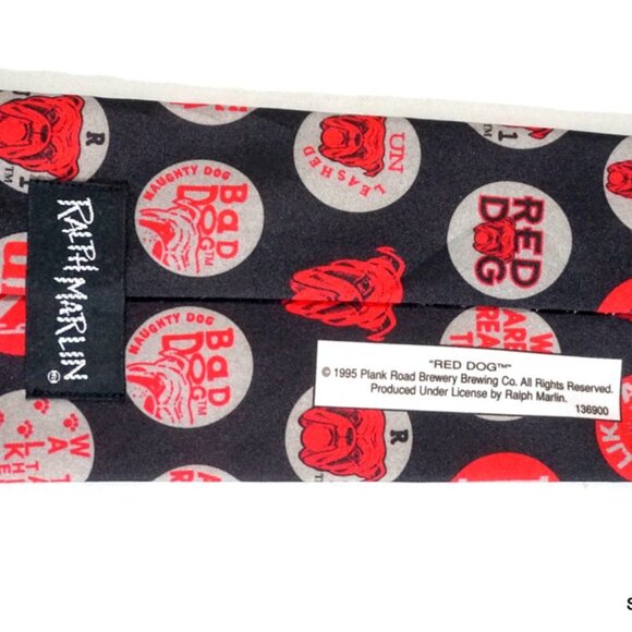 Red Dog Beer Silk Men's Neck Tie by Ralph Marlin Style EUC - Picture 4 of 9